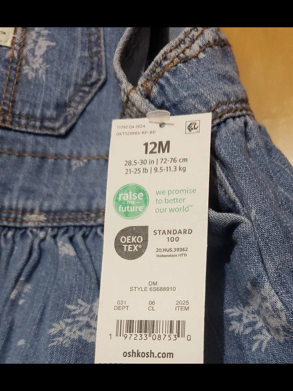 OshKosh B'gosh Blue Floral Denim Overall Dress